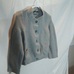 Hugo Boss Grey Button Front Knit Cardigan Sweater Size Small Virgin Wool